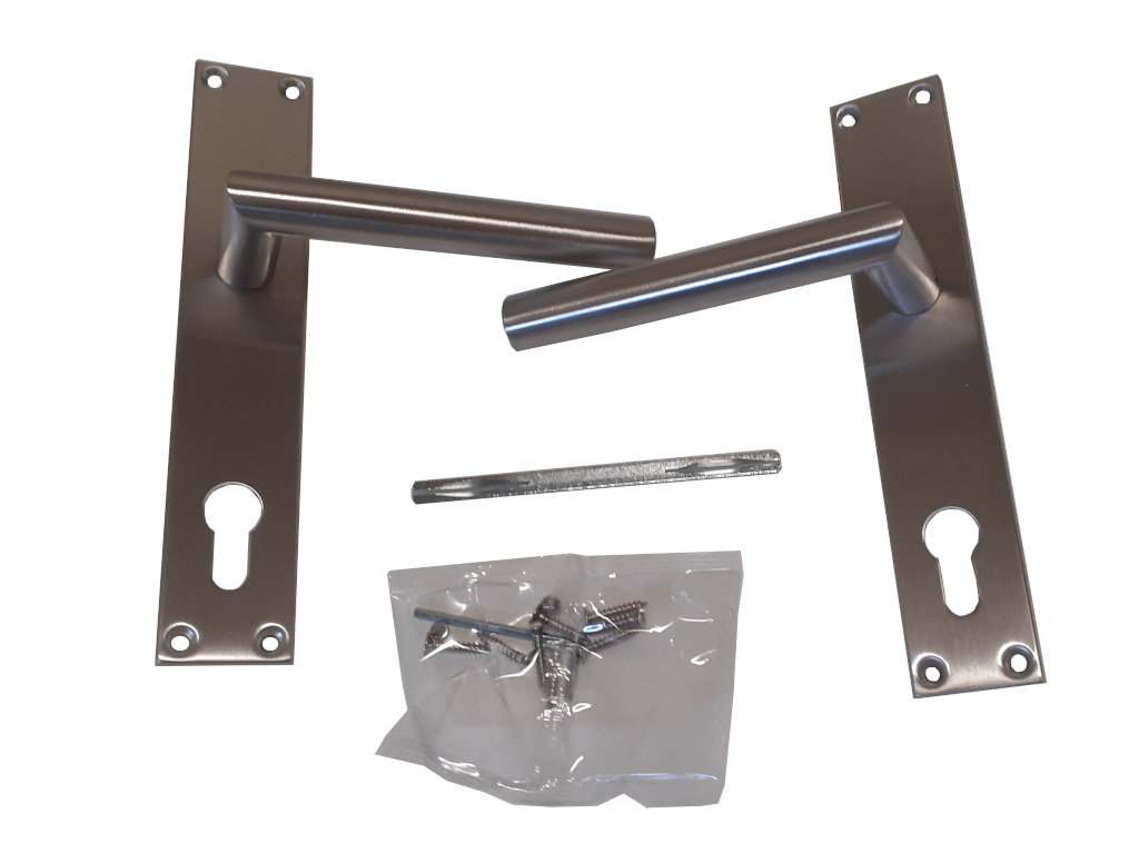 Klink en schild | Poortframe met slotkast | RVS | SCHUTTING.nl