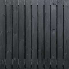Tuinscherm Zwart Grenen 23 planks 180x180 cm BxH | Geschaafd | Verticaal | Recht