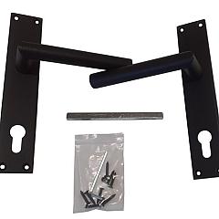 Klink en schild | Poortframe met slotkast | Zwart RVS