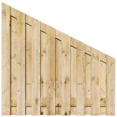 Aflopend Tuinscherm Grenen 17 planks 180x180/90 cm BxH | Geschaafd | Verticaal | Links naar rechts