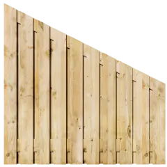 Aflopend Tuinscherm Grenen 21 planks 180x180/90 cm BxH | Geschaafd | Verticaal | Links naar Rechts