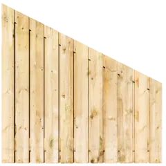 Aflopend Tuinscherm Grenen 23 planks 180x180/90 cm BxH | Geschaafd | Verticaal | Links naar Rechts