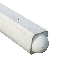 Hout-Beton schuttingpaal Wit met Bol kop 10x10x100 cm | sponning 37 cm