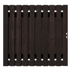 Zwart Grenen Tuinpoort 190x195 cm | Stalen frame met slotkast | Verstelbaar | 16x140 mm
