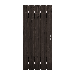 Zwart Grenen Tuinpoort 80x195 cm | Stalen frame met slotkast | Verstelbaar | 16x140 mm
