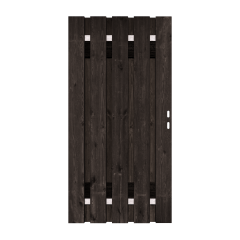Zwart Grenen Tuinpoort 90x195 cm | Stalen frame met slotkast | Verstelbaar | 16x140 mm