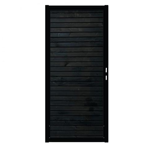 Douglas Tuinpoort | 120x190cm | Combiwood | Double Rhombus Zwart  | Horizontaal | Zwart stalen frame