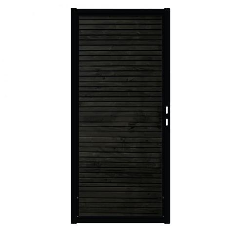 Douglas Tuinpoort | 100x190cm | Combiwood | Triple Rhombus Zwart  | Horizontaal | Zwart stalen frame