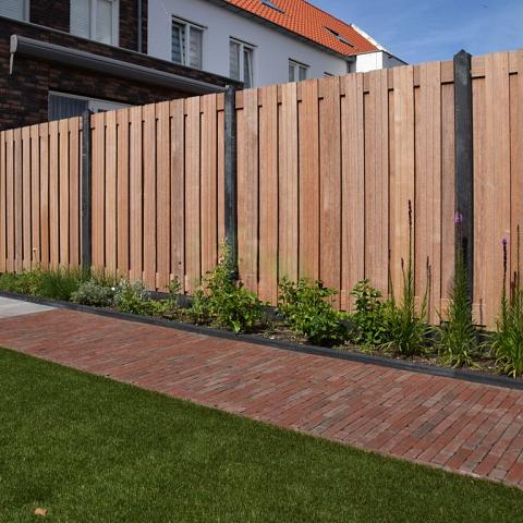 Tuinscherm Keruing 21 planks | Geschaafd | Verticaal | Recht