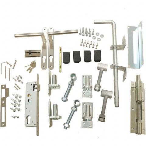 Slotset Dubbele poort | Stalen frame met slotkast | RVS Zwart