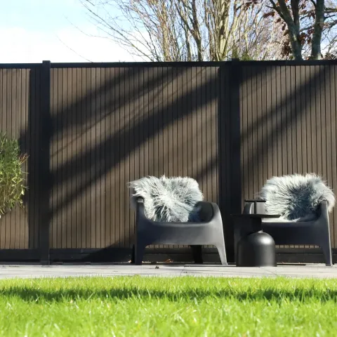 Composiet Premium Tuinscherm - Rhombus Walnut - Verticaal