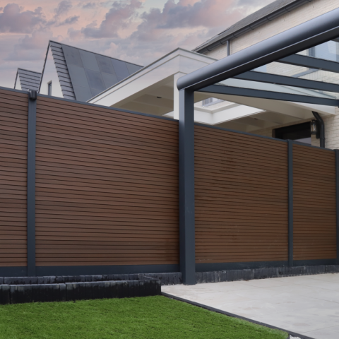 Composiet Premium Tuinscherm - Rhombus Savanna Brown - Horizontaal