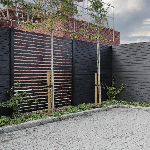 Composiet Premium Tuinscherm - Rhombus Solid Black - Horizontaal