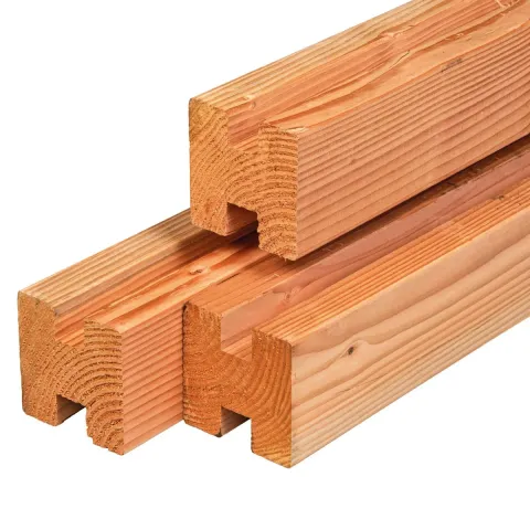 Douglas Tuinpaal met sponning 120x120x3000 geschaafd | onbehandeld