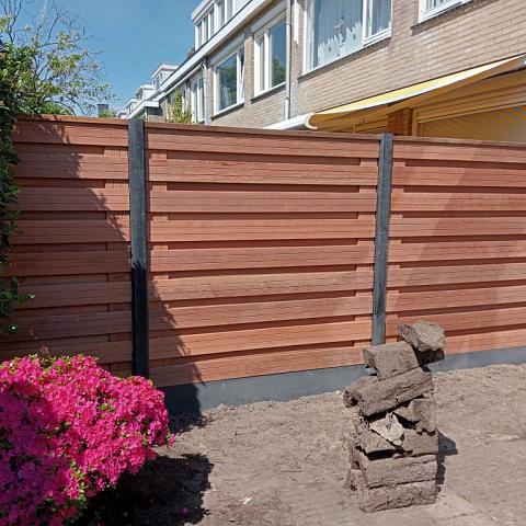 Tuinscherm Keruing 19 planks | Geschaafd | Horizontaal