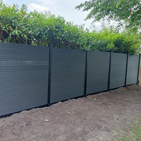 Composiet Premium Tuinscherm - Rhombus Solid Black - Horizontaal