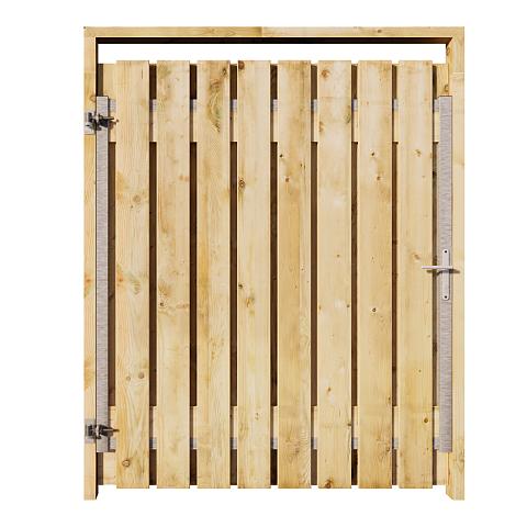 Grenen Tuinpoort 150x180 cm | Stalen frame met slotkast | Verstelbaar | 16x140 mm