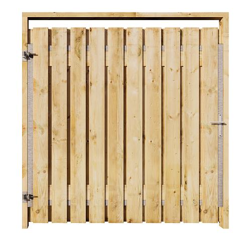 Grenen Tuinpoort 180x180 cm | Stalen frame met slotkast | Verstelbaar | 16x140 mm
