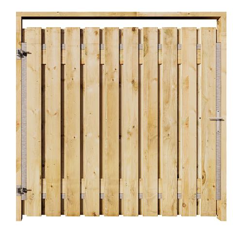 Grenen Tuinpoort 190x180 cm | Stalen frame met slotkast | Verstelbaar | 16x140 mm
