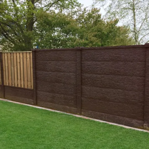 Betonpaal Bol Granietmotief Bruin 10x10x275cm 3-sponning 74cm