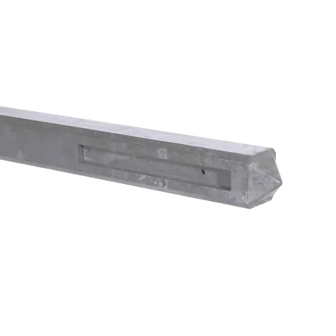 Betonpaal met afgeronde hoeken en punt hoeksponning 37cm. 9x9x275cm Stampgrijs