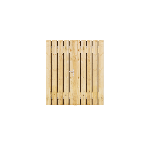 Grenen Dubbele Tuinpoort | Stalen frame met slotkast | 17x140mm planken