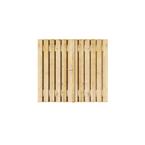 Grenen Dubbele Poort 200x195 cm | 2x Stalen frame 100cm met slotkast | Verstelbaar
