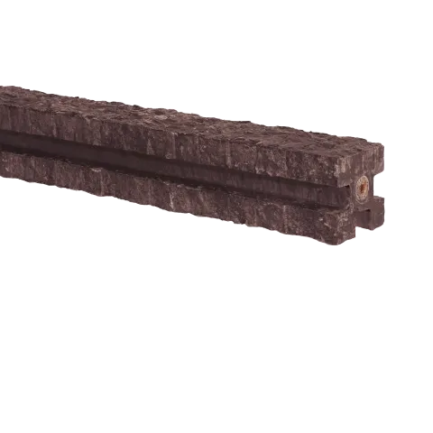 Paal t.b.v. Betonschutting Bruin met Vlakke kop 12x12x275 cm | sponning 180 cm