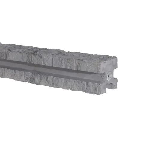 Betonschuttingpaal Granietmotief Stampgrijs 12x12x275cm 3-Sponning 216cm