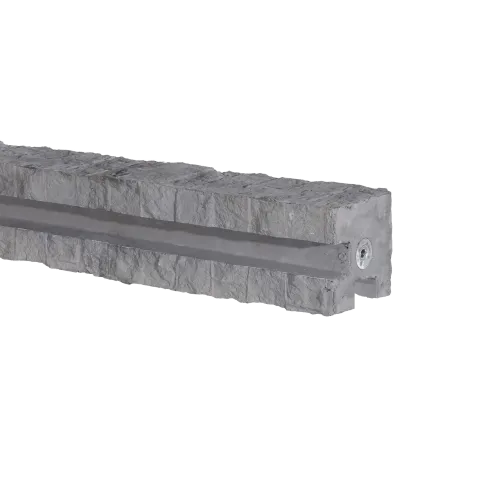 Betonschuttingpaal Granietmotief Stampgrijs 12x12x275cm hoeksp. 216cm