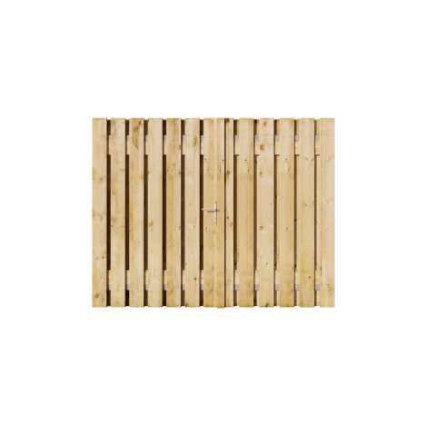 Grenen Dubbele Poort 230x195 cm | 2x Stalen frame 110cm + 120cm met slotkast | Verstelbaar