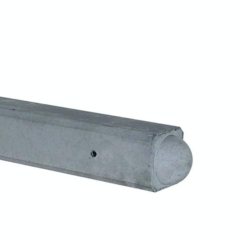 Hout-Beton schuttingpaal Grijs met Bol kop 10x10x195 cm | sponning 74 cm