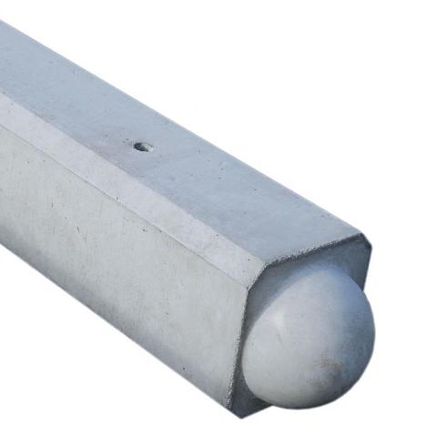 Hout-Beton schuttingpaal Grijs met Bol kop 10x10x230 cm | sponning 37 cm