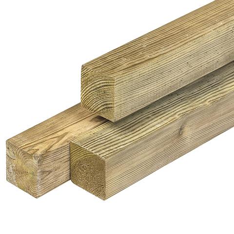 Grenen Tuinpaal 68x68x2100 geschaafd | groen geïmpregneerd