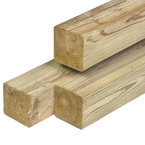 Grenen Tuinpaal 88x88x2700 geschaafd | groen geïmpregneerd