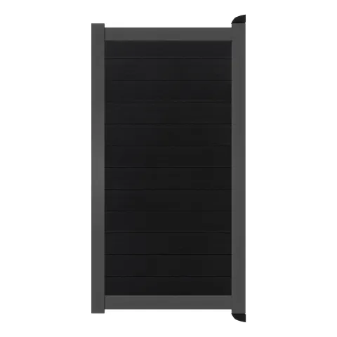 Aluminium Tuinpoort - Natural Solid Black - Horizontaal - Antraciet aluminium frame