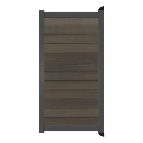 Aluminium Tuinpoort - Natural Chocolate - Horizontaal - Antraciet aluminium frame
