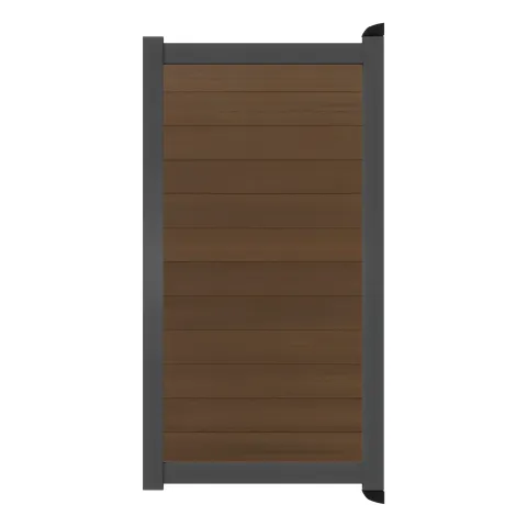 Aluminium Tuinpoort - Natural Mahonie - Horizontaal - Antraciet aluminium frame