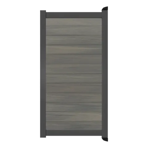 Aluminium Tuinpoort | 97x220cm | Natural Light Grey | Horizontaal | Antraciet aluminium frame