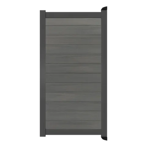 Aluminium Tuinpoort | 97x186cm | Natural Cloudy Grey | Horizontaal | Antraciet aluminium frame