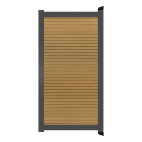 Aluminium Tuinpoort | maatwerk v/a 98x197cm | Rhombus Teak | Horizontaal | Antraciet aluminium fr