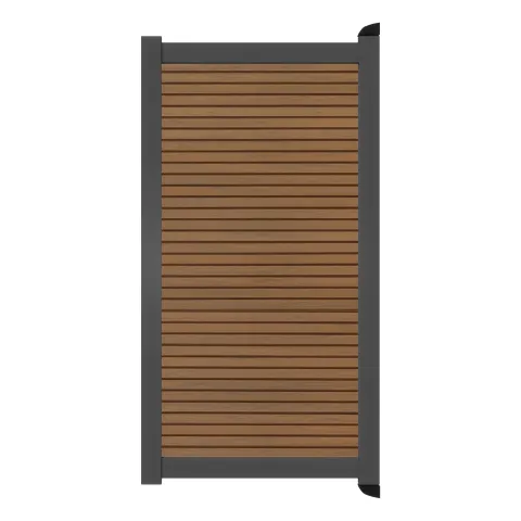 Aluminium Tuinpoort - Rhombus Tropical Brown - Horizontaal - Antraciet aluminium frame