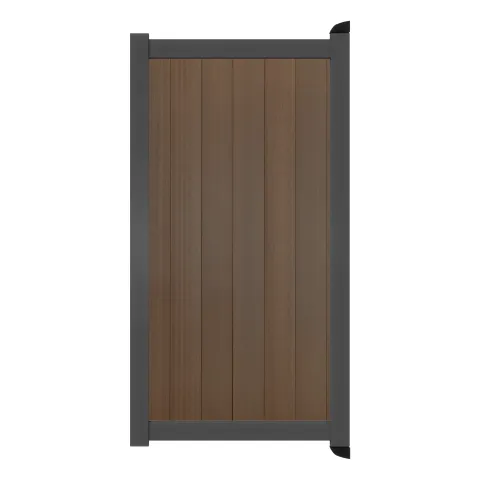 Aluminium Tuinpoort - Natural Mahonie - Verticaal - Antraciet aluminium frame