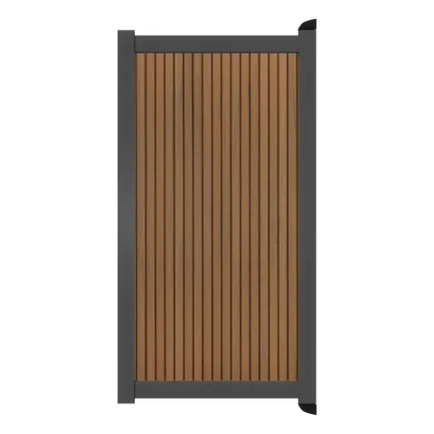 Aluminium Tuinpoort | 97x197cm | Rhombus Tropical Brown | Verticaal | Antraciet aluminium frame