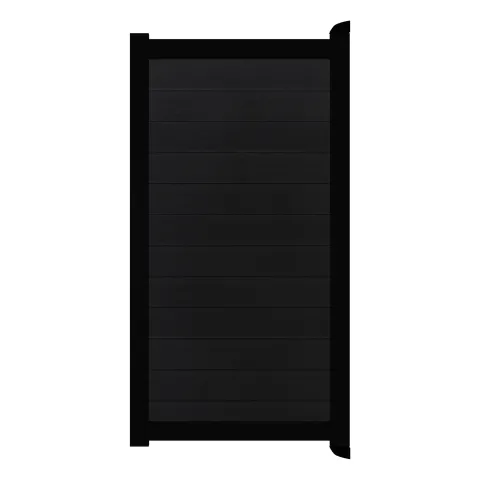 Aluminium Tuinpoort | maatwerk v/a 98x197cm | Natural Solid Black | Horizontaal | Zwart aluminium fr