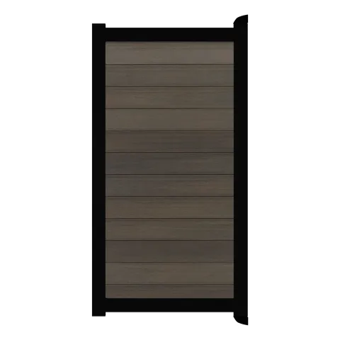 Aluminium Tuinpoort - Natural Chocolate - Horizontaal - Zwart aluminium frame