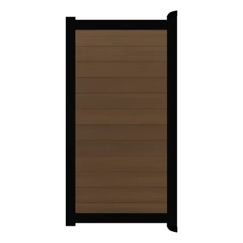 Aluminium Tuinpoort | maatwerk t/m 97x197cm | Natural Savanna Brown | Horizontaal | Zwart aluminium 