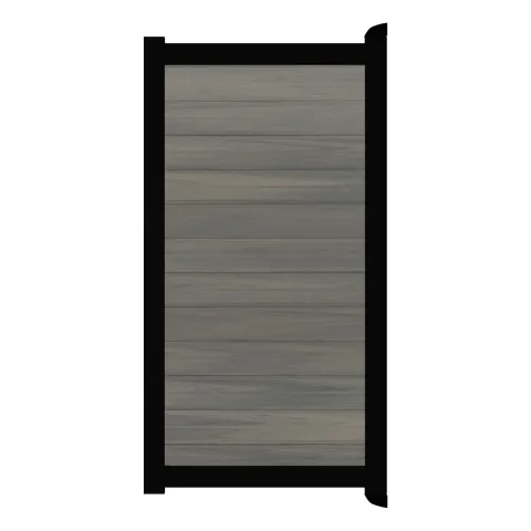 Aluminium Tuinpoort - Natural Light Grey - Horizontaal - Zwart aluminium frame