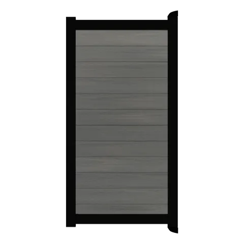 Aluminium Tuinpoort - Natural Cloudy Grey - Horizontaal - Zwart aluminium frame