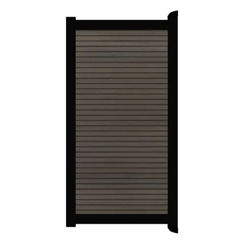 Aluminium Tuinpoort | maatwerk v/a 98x186cm | Rhombus Walnut | Horizontaal | Zwart aluminium fram